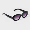 Women's Plastic Oval Sunglasses - A New Day™ Black: UV Protection, Impact-Resistant, Recycled Frame