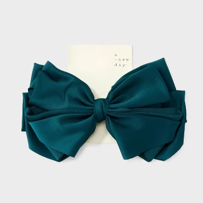 Satin Bow Hair Barrette - A New Day™ Teal Blue 3 Satin Bow Hair Barrette - A New Day™ Teal Blue