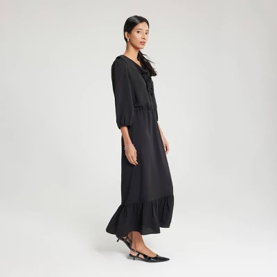 Women's Ruffled Neck Tie-Front Dress - A New Day™ 3 Women's Ruffled Neck Tie-Front Dress - A New Day™