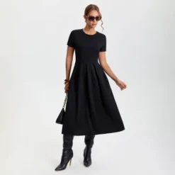 Women's Short Sleeve Midi A-Line Dress - A New Day™ Black -A New Day™ GUEST b5d88266 9729 4391 90f9 be9924a78a04