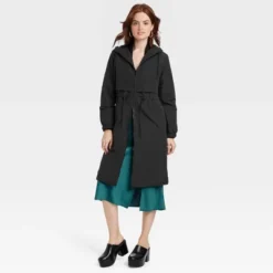 Women's Relaxed Fit Trench Rain Coat - A New Day™ Black -A New Day™ GUEST ba8ebe9f 57f2 4362 947c dabbccf26ab1