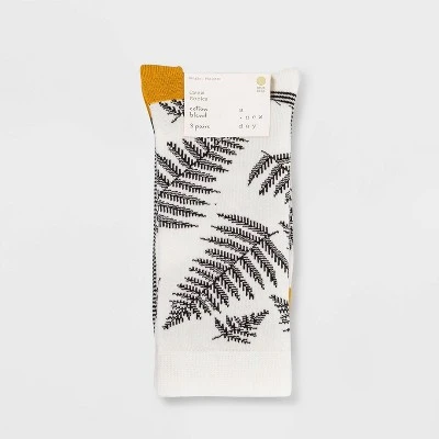 Women's Fern 3pk Crew Socks - A New Day™ Black 4-10: Botanical Pattern, Lightweight Knit, No Cuff 3 Women's Fern 3pk Crew Socks - A New Day™ Black 4-10: Botanical Pattern, Lightweight Knit, No Cuff