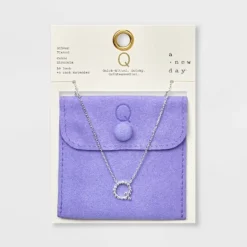 Silver Plated Cubic Zirconia Initial Pendant Necklace - A New Day™ Silver -A New Day™ GUEST bbca1620 2c1e 412f 9024 273202a9c69b