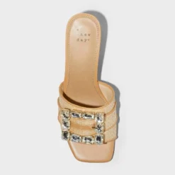 Women's Kathleen Raffia Buckle Block Heels - A New Day™ Beige -A New Day™ GUEST bc2fd6ab dfb0 4d2c 84c8 cef6a05de0ed