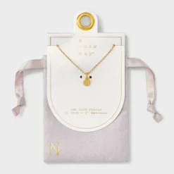 14K Gold Plated Round Initial Pendant Necklace - A New Day™ -A New Day™ GUEST be04e038 f988 4147 8cd2 a510c72ea721