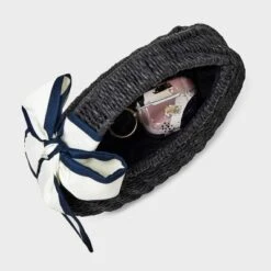 Straw Mini Bag With Bow - A New Day™ Black: Woven Paper Straw, Structured Shoulder Handbag, Single Handle, Solid Pattern -A New Day™ GUEST bef27bac 236d 485f 8f72 6c5e6107ff38
