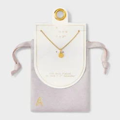 14K Gold Plated Round Initial Pendant Necklace - A New Day™ -A New Day™ GUEST c17fb12d 4407 4e62 b121 ffeadcc42426