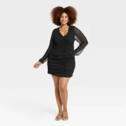 Women's Long Sleeve Ruched Front Bodycon Dress - A New Day™ -A New Day™ GUEST c7c55460 15e0 4daa ac71 29ec3dbeb8a8