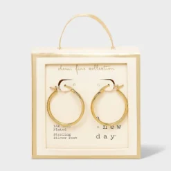 14k Gold Plated Cubic Zirconia Brass Polished Click Top Hoop Earrings - A New Day™ Gold: Sterling Silver, Nickel-Free, 1.036" Length 7 14k Gold Plated Cubic Zirconia Brass Polished Click Top Hoop Earrings - A New Day™ Gold: Sterling Silver, Nickel-Free, 1.036" Length -A New Day™ GUEST cd3fd6b8 8c78 46b2 8f4d d7f93047ca51