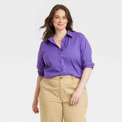 Women's Long Sleeve Relaxed Fit Button-Down Boyfriend Shirt - A New Day™ 7 Women's Long Sleeve Relaxed Fit Button-Down Boyfriend Shirt - A New Day™ - Image 5