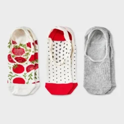 Women's Tomatoes 3pk Liner Socks - A New Day™ Red/Ivory/Heather Gray 4-10: Seamless Toe, Nonslip Grippers -A New Day™ GUEST d0e3a5ab 69e9 47eb 8f97 3c23718726c7