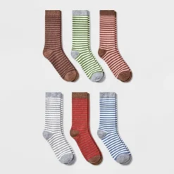 Women's Striped 6pk Crew Socks - A New Day™ Assorted Colors 4-10: Lightweight Knit Flat Seams -A New Day™ GUEST d21d9636 72e0 45d7 9dc4 ab5372f65fad