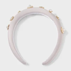 Satin Pearl And Stone Embellishment Padded Headband - A New Day™ White -A New Day™ GUEST d4856691 4151 4b8a 8119 e7afa8d055fd