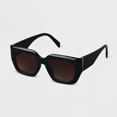 Women's Plastic Angular Square Sunglasses - A New Day™ Black 3 Women's Plastic Angular Square Sunglasses - A New Day™ Black