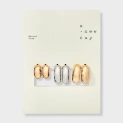 Rhodium Classic Hoop Earring Set 3pc - A New Day™ Gold -A New Day™ GUEST d5d7ffa2 0b57 4bc3 bb66 11429c77bdfc