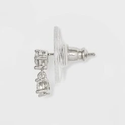 Sterling Silver Cubic Zirconia Drop Earring Set 3pc - A New Day™