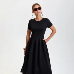 Women's Short Sleeve Midi A-Line Dress - A New Day™ Black -A New Day™ GUEST d7c29abd 7643 48dc a09f f564a4bb2c10
