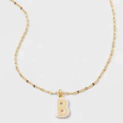 14K Gold Dipped Enamel Initial Pendant Necklace - A New Day™ Gold/White -A New Day™ GUEST d85bc617 cb10 4377 9cd7 1560f61f561e