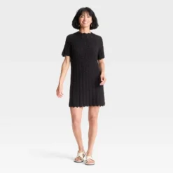 Women's Short Sleeve Pointelle Mini Sweater Dress - A New Day™ -A New Day™ GUEST d8acec9e fdcb 408c b3f1 0b12467e93a5