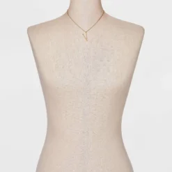 Gold Dipped Scattered Cubic Zirconia Initial Pendant Necklace - A New Day™ Gold