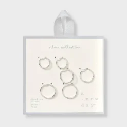 Endless Hoop Earring Set 3pc - A New Day™ Silver
