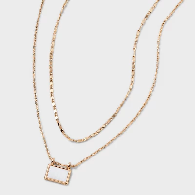 Gold Mop Rectangle 2 Row Necklace - A New Day™ Gold: Nickel-Free Metal, Lobster Claw Clasp, Multi-Strand Design, 16" Length 6 Gold Mop Rectangle 2 Row Necklace - A New Day™ Gold: Nickel-Free Metal, Lobster Claw Clasp, Multi-Strand Design, 16" Length - Image 4