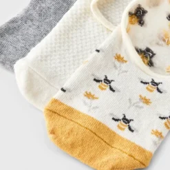 Women's Bee 3pk Liner Socks - A New Day™ Ivory/Gold/Heather Gray 4-10: Cotton Blend, Seamless Toe, Hidden Gel Heel Grip -A New Day™ GUEST e678ec66 d0d0 46b3 b1ac 0c5e12445ce2