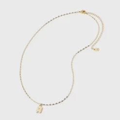 14K Gold Dipped Enamel Initial Pendant Necklace - A New Day™ Gold/White