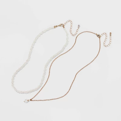 Pearl Pendant Necklace Set 2pc - A New Day™ Gold 4 Pearl Pendant Necklace Set 2pc - A New Day™ Gold - Image 2