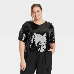 Women's Short Sleeve Paillettes - A New Day™ -A New Day™ GUEST e88d1e17 46b4 4283 a1ae 0ba56ac770b5