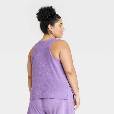 Women's Plus Size Terry Tank Top - A New Day™ Purple 2X 3 Women's Plus Size Terry Tank Top - A New Day™ Purple 2X