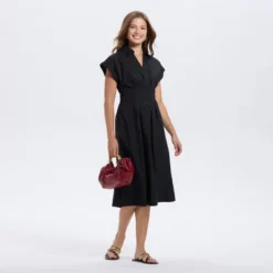 Women's Short Sleeve Pleated Midi Shirtdress - A New Day™ -A New Day™ GUEST eb978879 9efc 4d4b 9de0 3e731ad0bb99