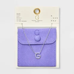 Silver Plated Cubic Zirconia Initial Pendant Necklace - A New Day™ Silver -A New Day™ GUEST efd8961d 02c9 4644 a7c5 a4a339bbeb71
