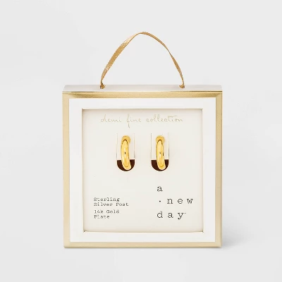 14K Gold Plated Tube Hoop Post Drop Earrings - A New Day™ 5 14K Gold Plated Tube Hoop Post Drop Earrings - A New Day™ - Image 3