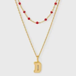 14K Gold Dipped Beaded Initial Necklace Set 2pc - A New Day™ Gold/Marron -A New Day™ GUEST fa62a7b4 5167 4b43 9439 3580f3fd1da1