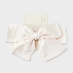 Satin Bow Hair Barrette - A New Day™ Cream