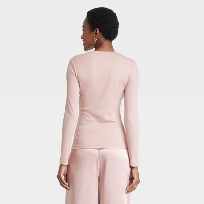 Women's Slim Fit Long Sleeve Ribbed Crewneck T-Shirt - A New Day™ 3 Women's Slim Fit Long Sleeve Ribbed Crewneck T-Shirt - A New Day™