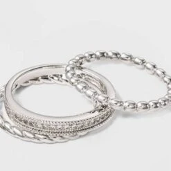 Silver Plated With Cubic Zirconia 3 Band Ring Set - A New Day™ Silver 8 -A New Day™ GUEST ff344732 40c0 4951 b8a7 669e3f0589ea