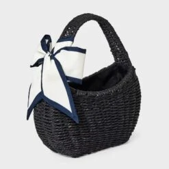 Straw Mini Bag With Bow - A New Day™ Black: Woven Paper Straw, Structured Shoulder Handbag, Single Handle, Solid Pattern -A New Day™ GUEST ffaf8084 8fb2 4328 a4d7 bda86c53ba20